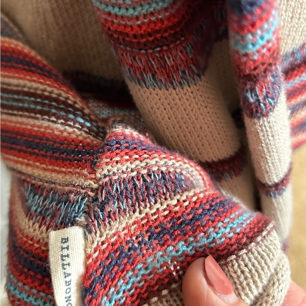 Women’s Billabong Multicolor Striped Open Cardigan Size M Western Cowgirl Boho - Picture 2 of 11